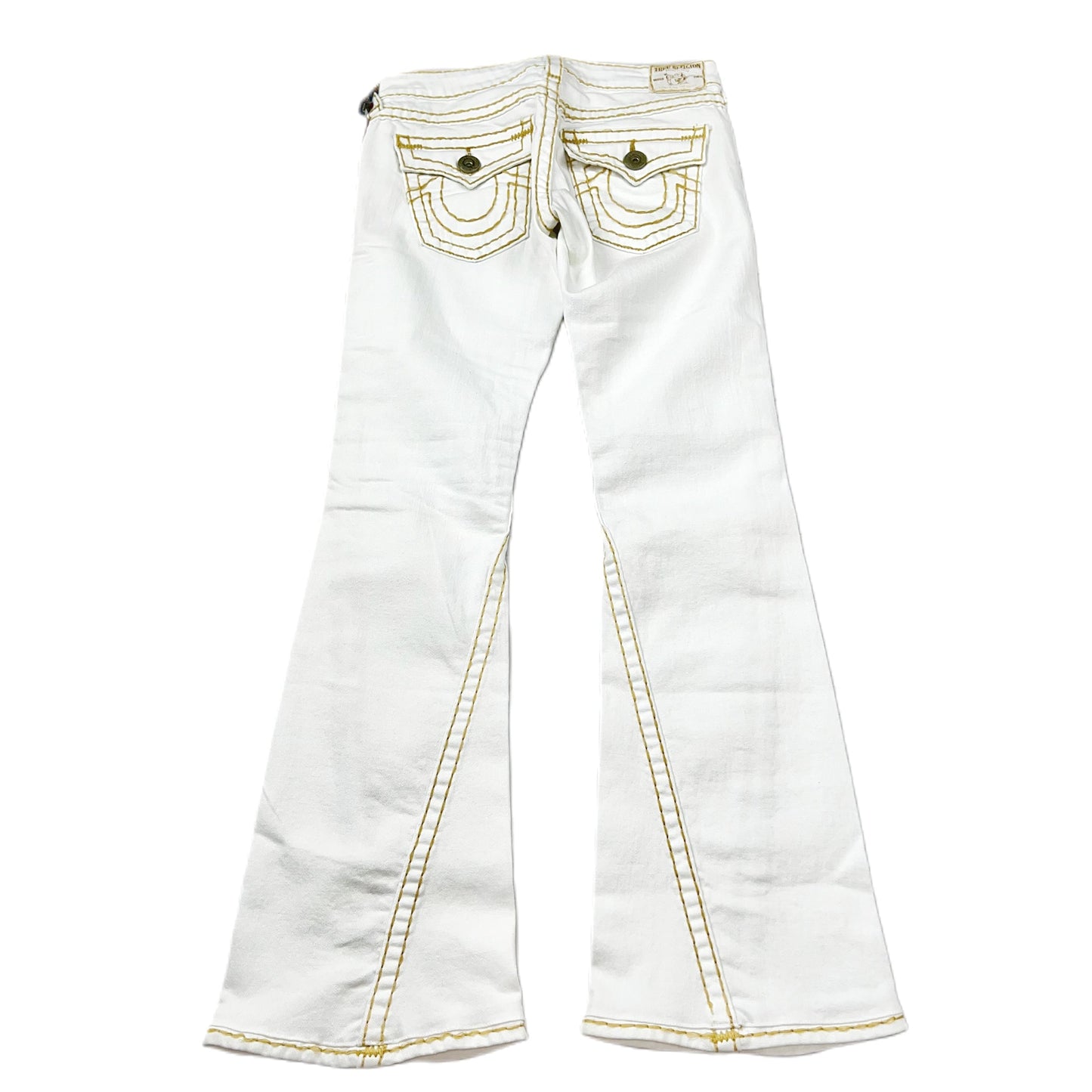 Jeans Flared By True Religion In White & Yellow, Size: 4