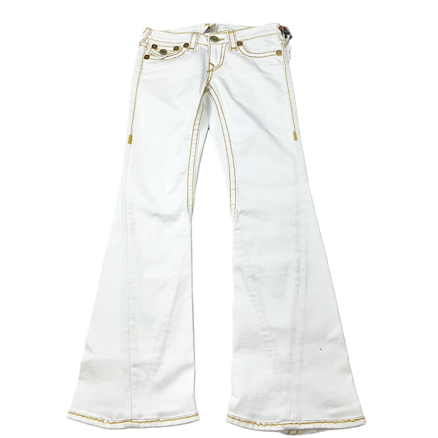 Jeans Flared By True Religion In White & Yellow, Size: 4