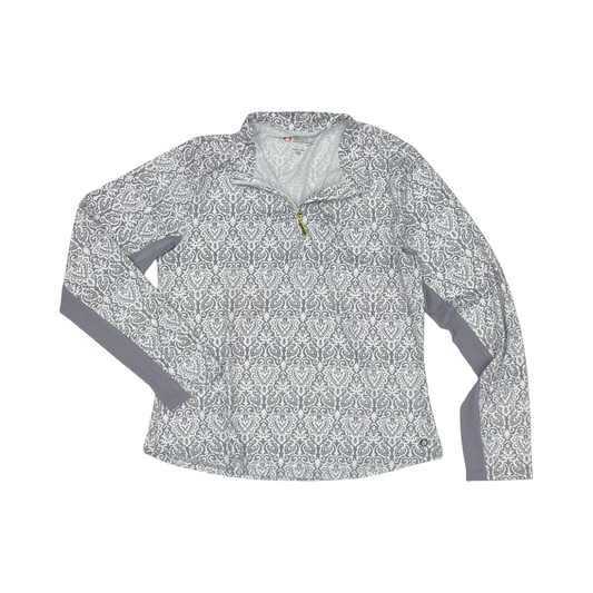 Athletic Top Ls Collar By Clothes Mentor In Grey & White, Size:Xl