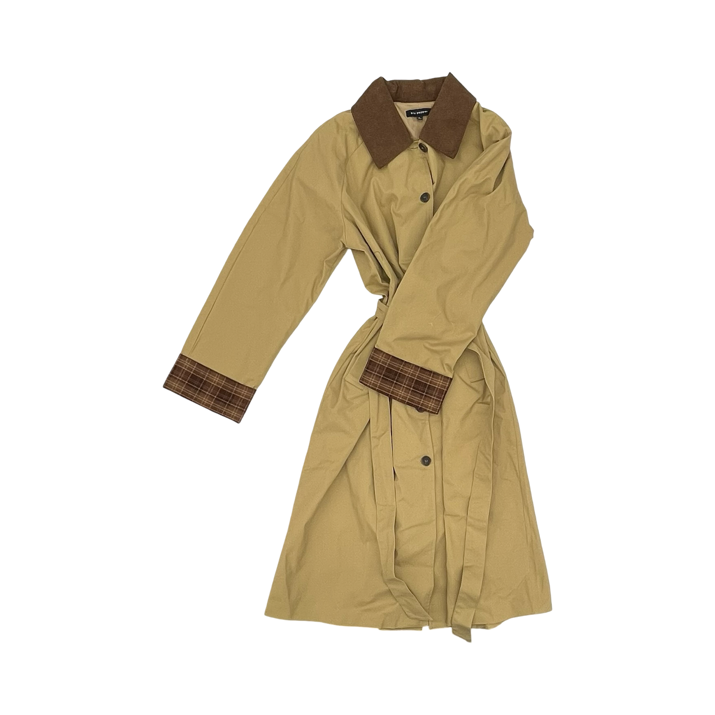 Coat Trench Coat By Blu Pepper In Tan, Size:L