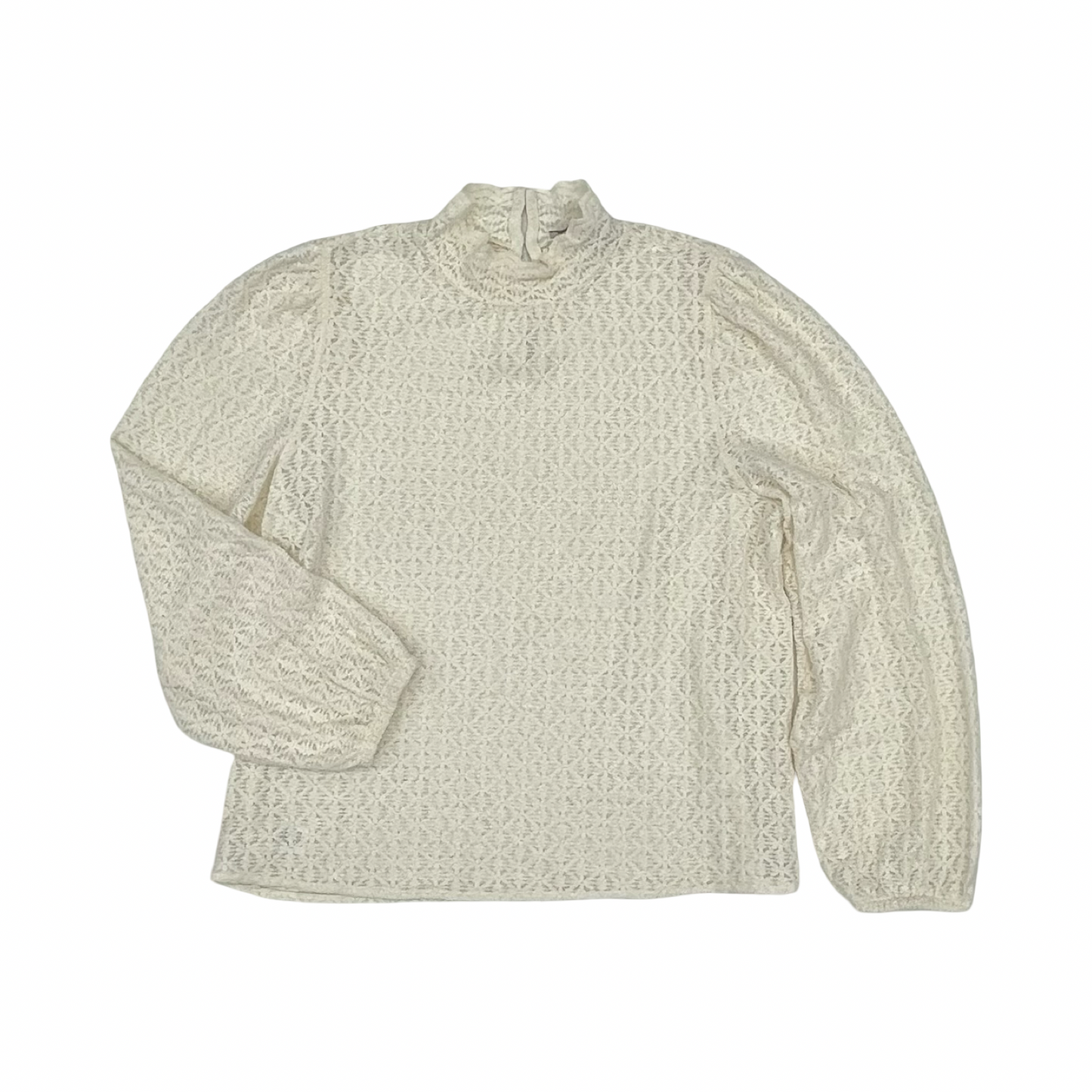 Blouse Ls By Loft In Cream, Size:L