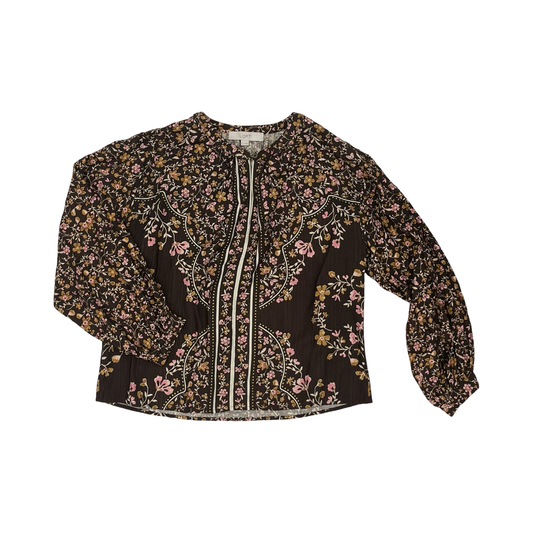 Blouse Ls By Loft In Floral Print, Size:S