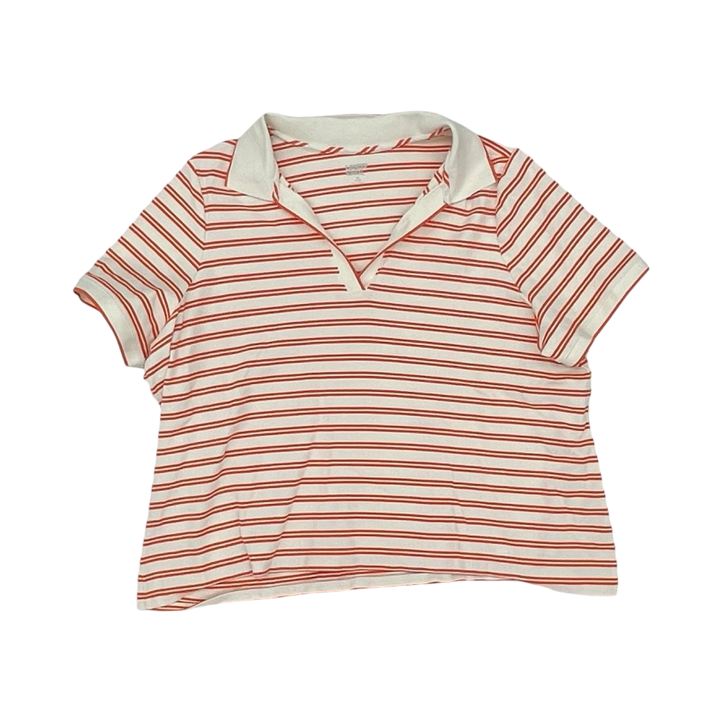 Top Ss By Lands End In Cream & Orange, Size:3X