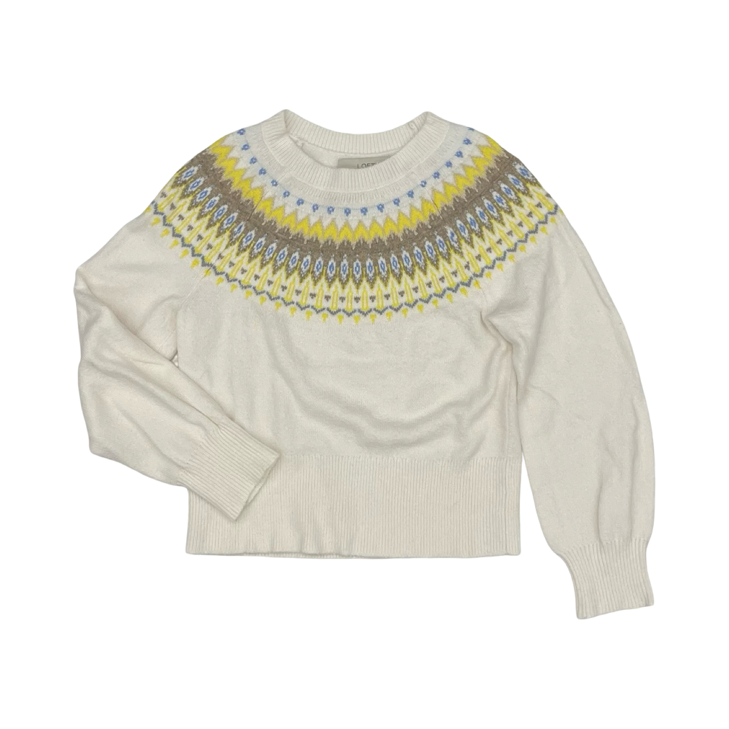 Sweater By Loft In White & Yellow, Size:Xs