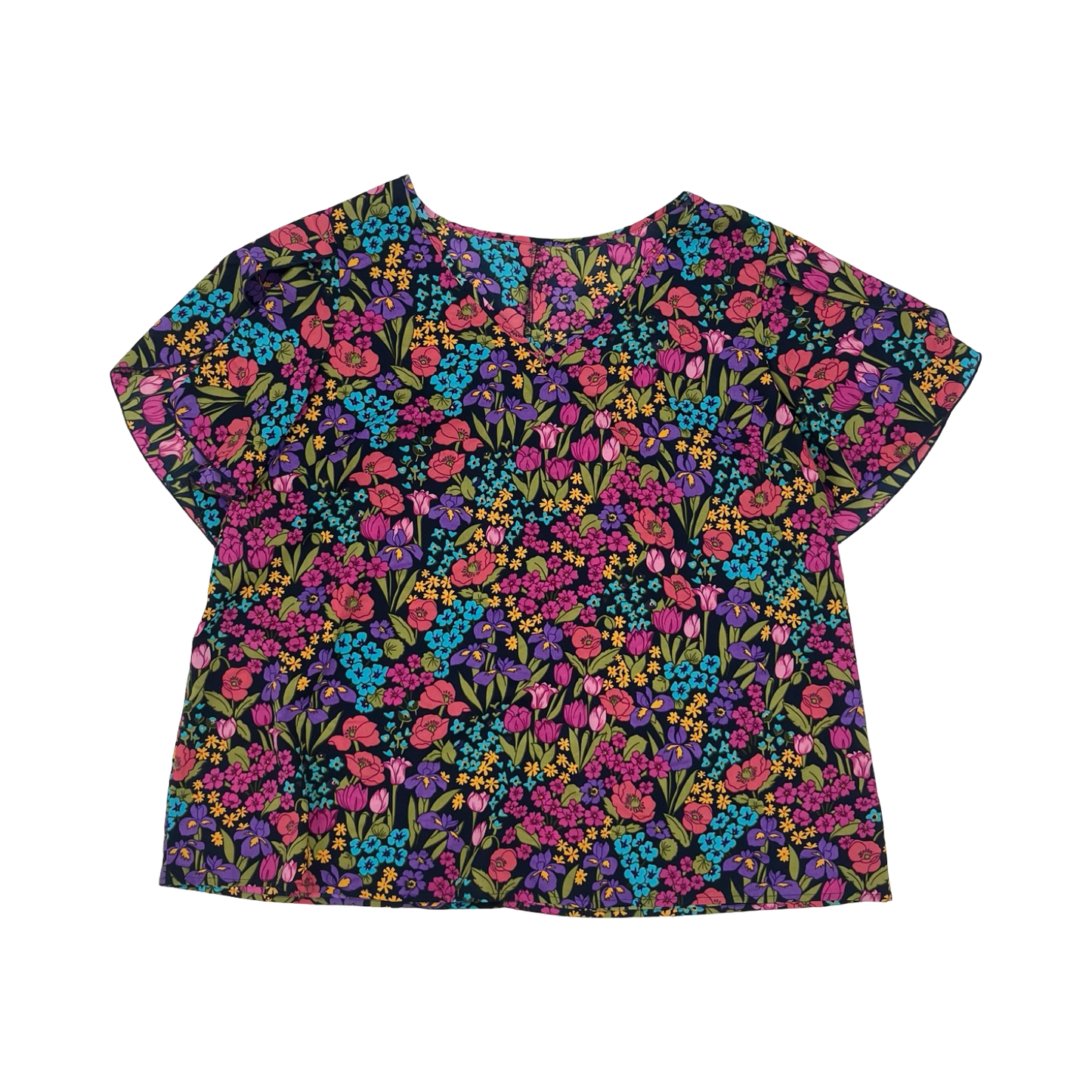 Blouse Ss By Cme In Floral Print, Size:2X