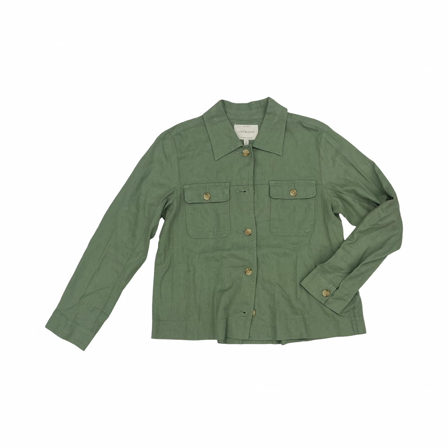 Jacket Shirt By Lucky Brand In Green, Size:S
