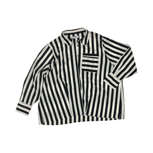 Blouse Ls By Clothes Mentor In Black & White, Size:4X