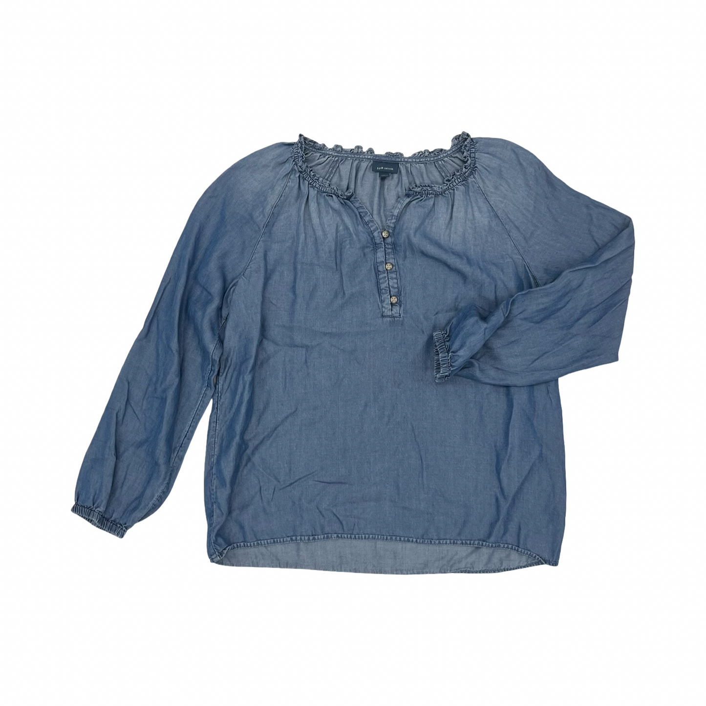 Blouse Ls By J. Jill In Blue Denim, Size:S
