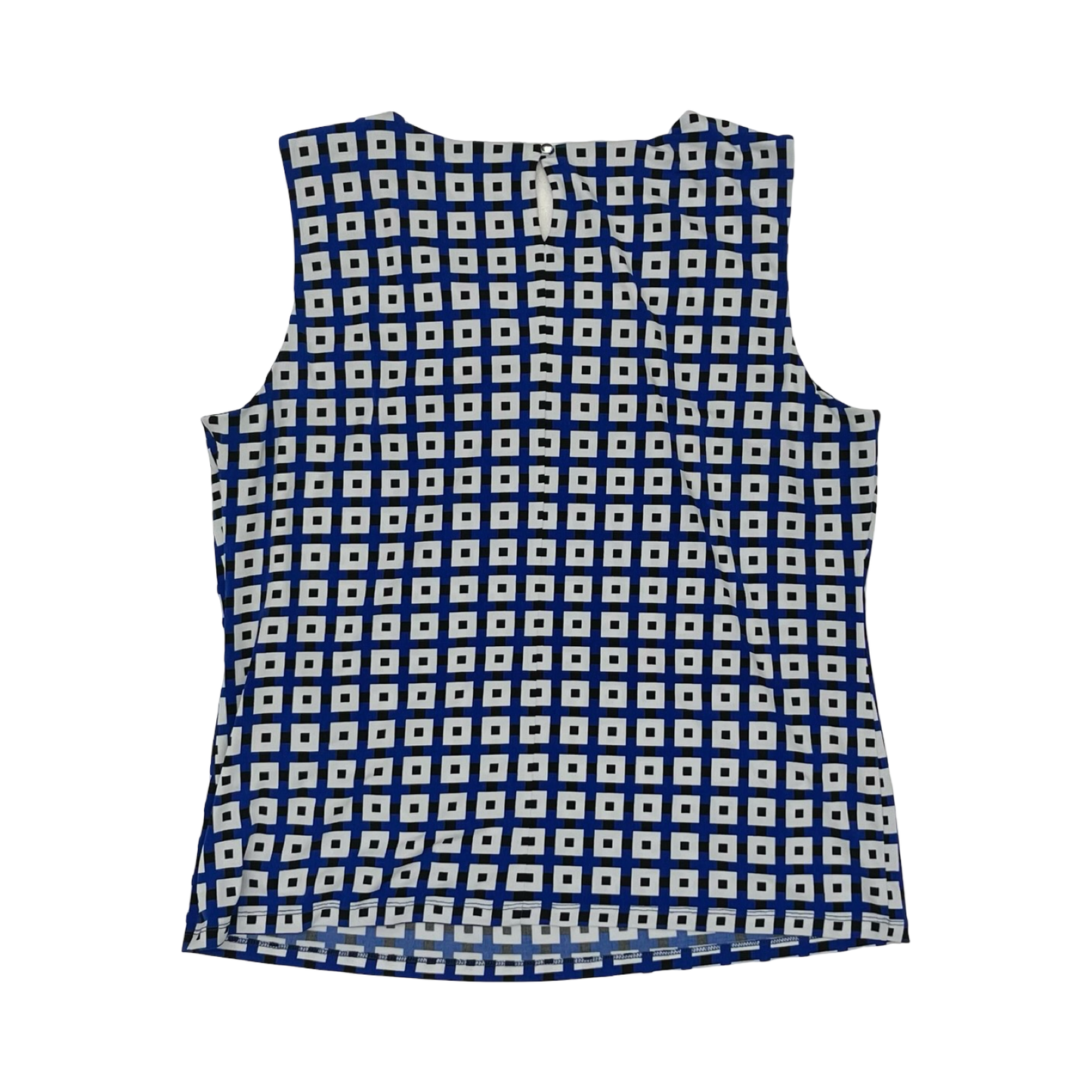 Blouse Sleeveless By Calvin Klein In Blue & White, Size:Xl