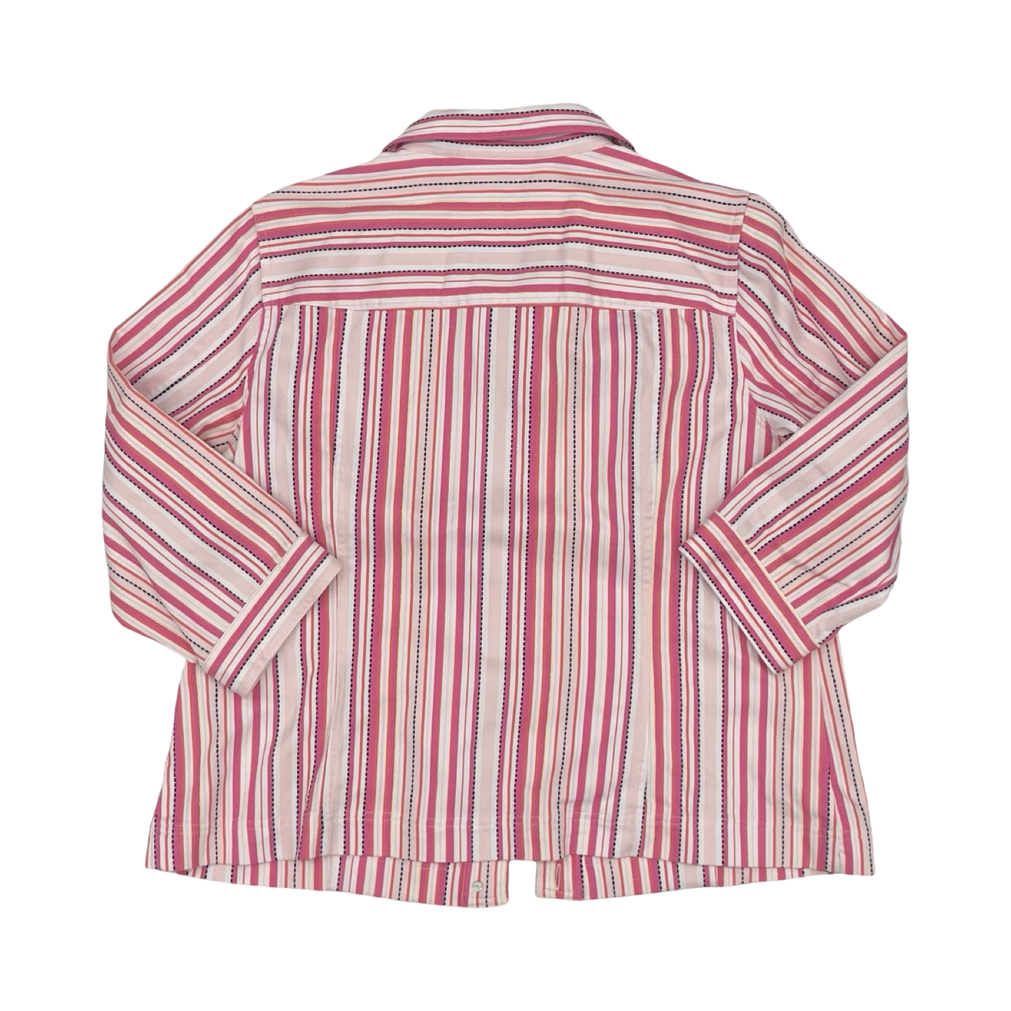 Jacket Shirt By Christopher And Banks In Pink & White, Size:Xl