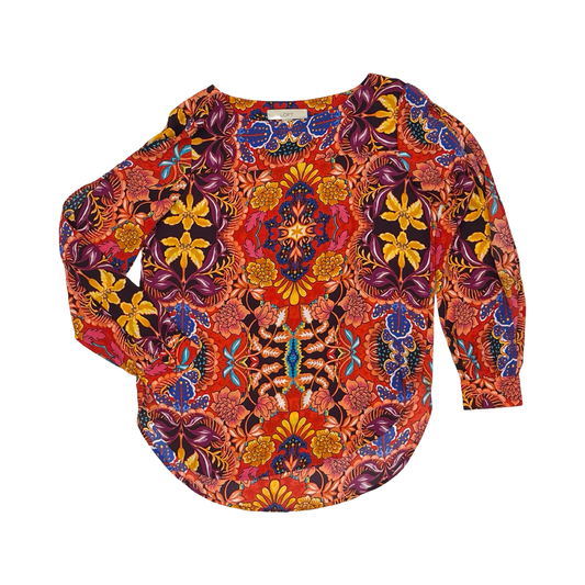 Blouse Ls By Loft In Red, Size:S