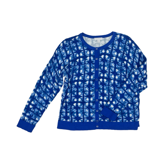 Sweater Cardigan By Charter Club In Blue & White, Size:Xlp