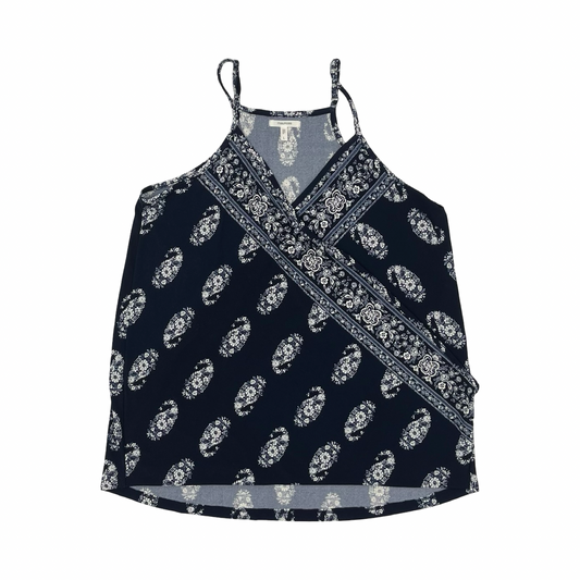 Blouse Sleeveless By Maurices In Blue & White, Size:L