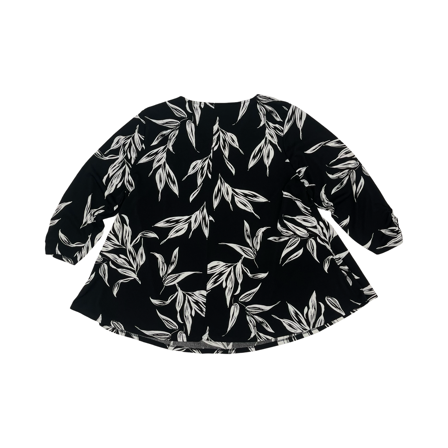 Blouse 3/4 Sleeve By Roz And Ali In Black & White, Size:2X