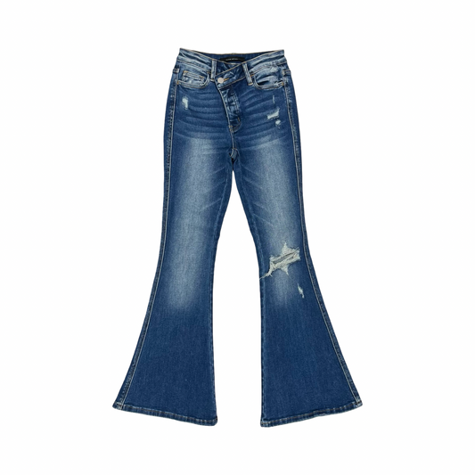 Jeans Flared By Flying Monkey In Blue Denim, Size:0