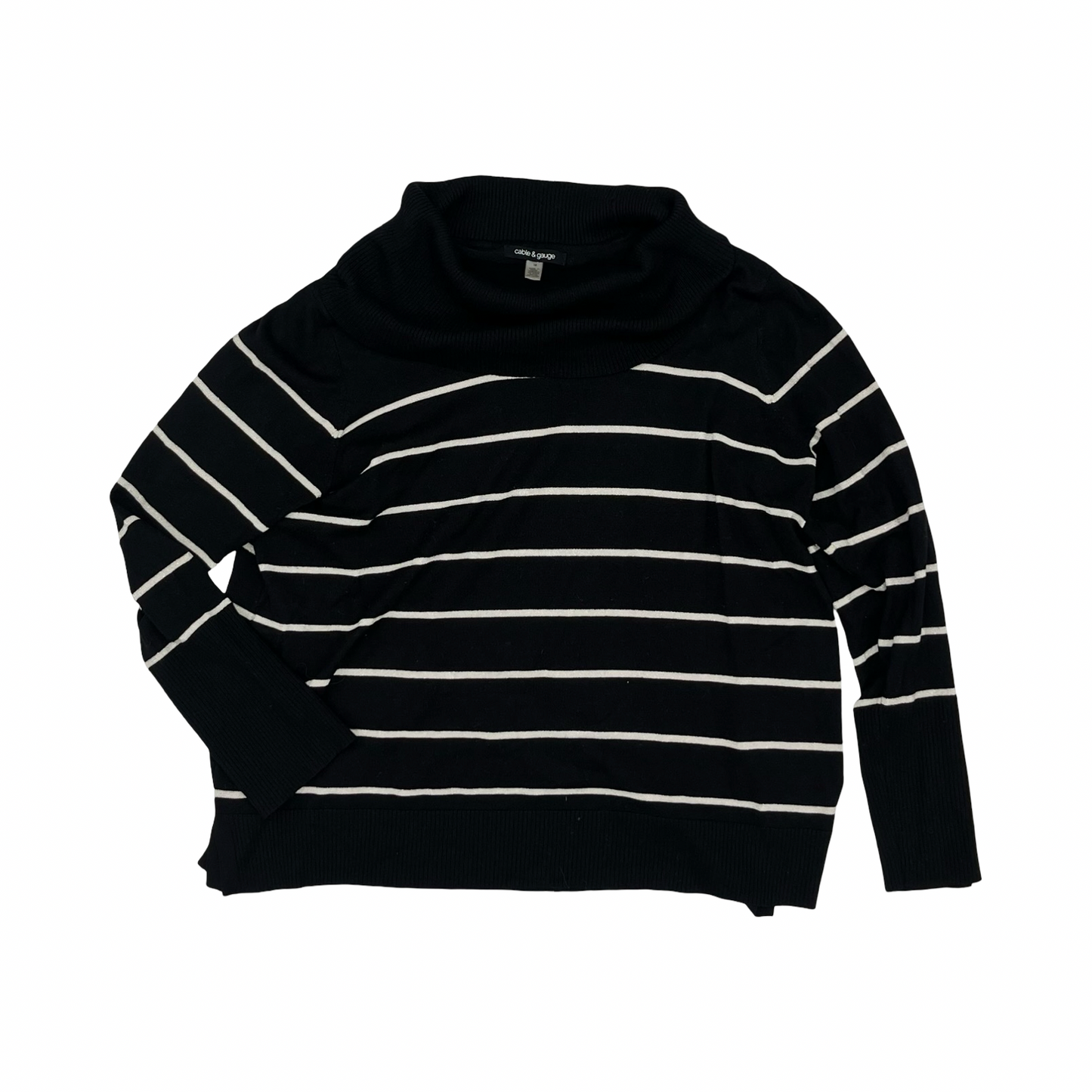 Sweater By Cable And Gauge In Black & Cream, Size:1X