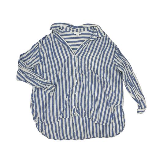 Blouse Ls By Old Navy In Blue & White, Size:Xxl