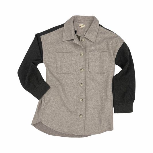Jacket Fleece By Hem & Thread In Green & Grey, Size:M