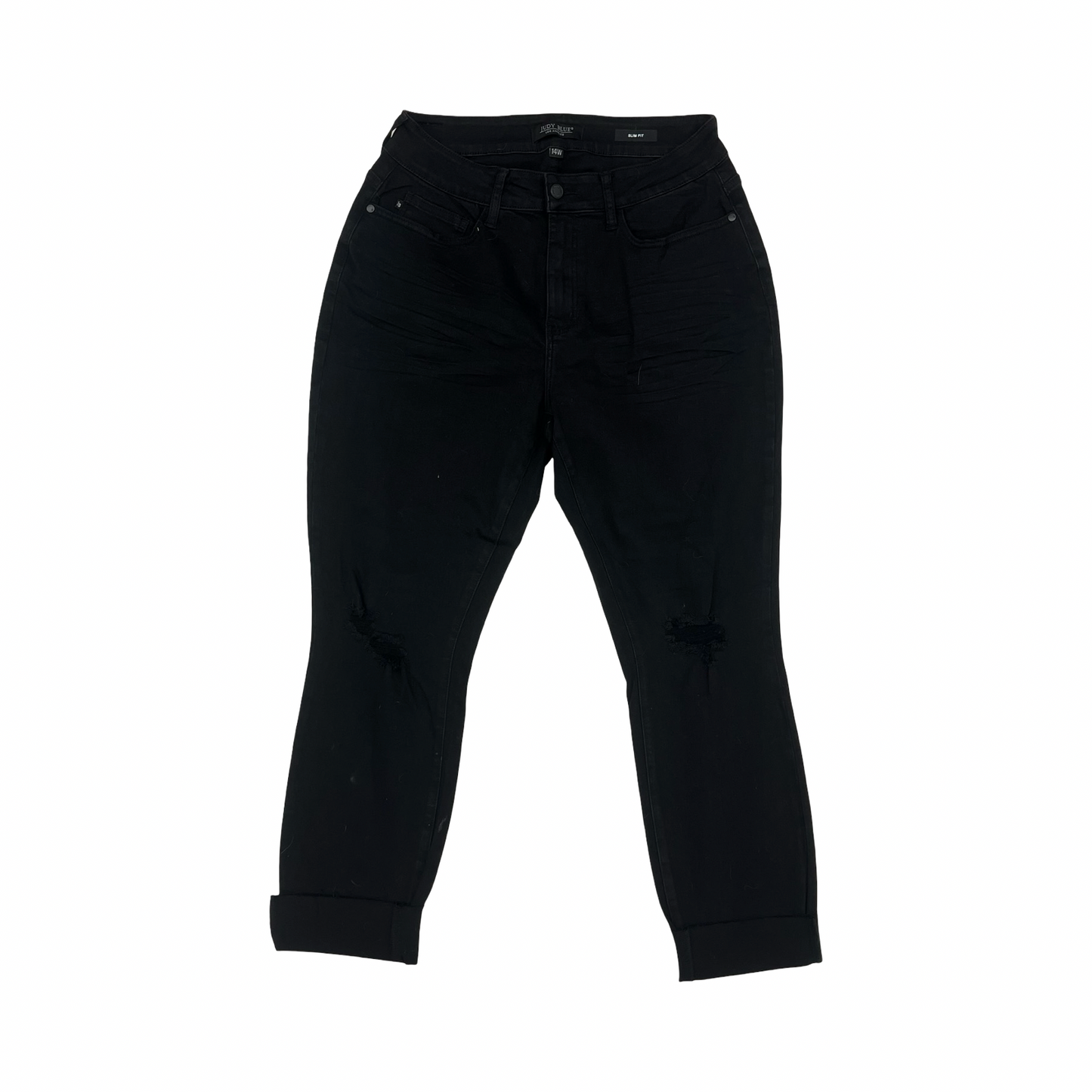 Jeans Skinny By Judy Blue In Black Denim, Size:14
