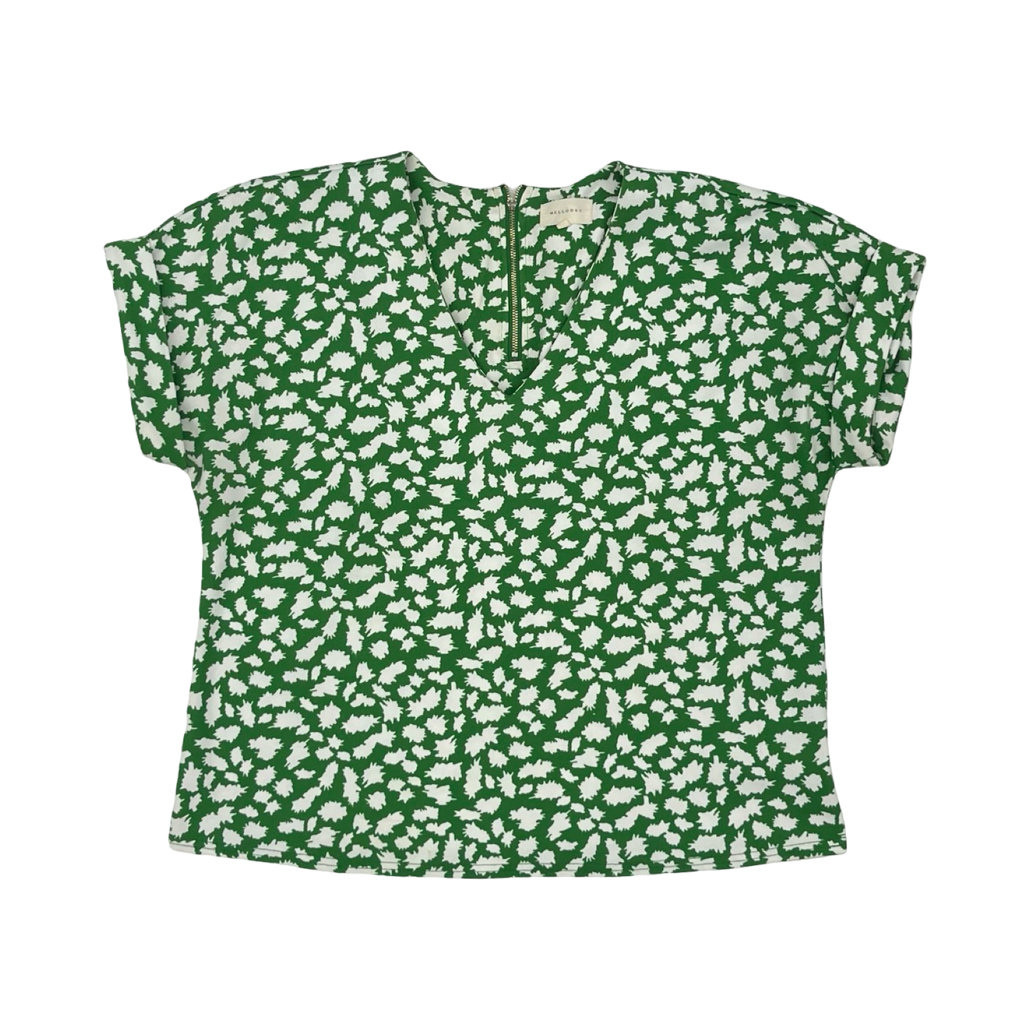 Blouse Ss By Melloday In Green & White, Size:M