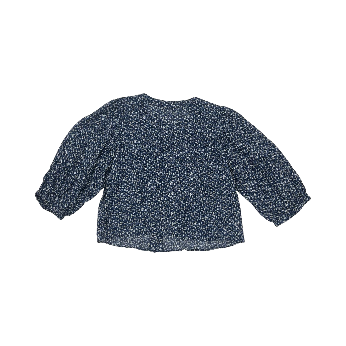 Blouse Ls By Loft In Blue & White, Size:L