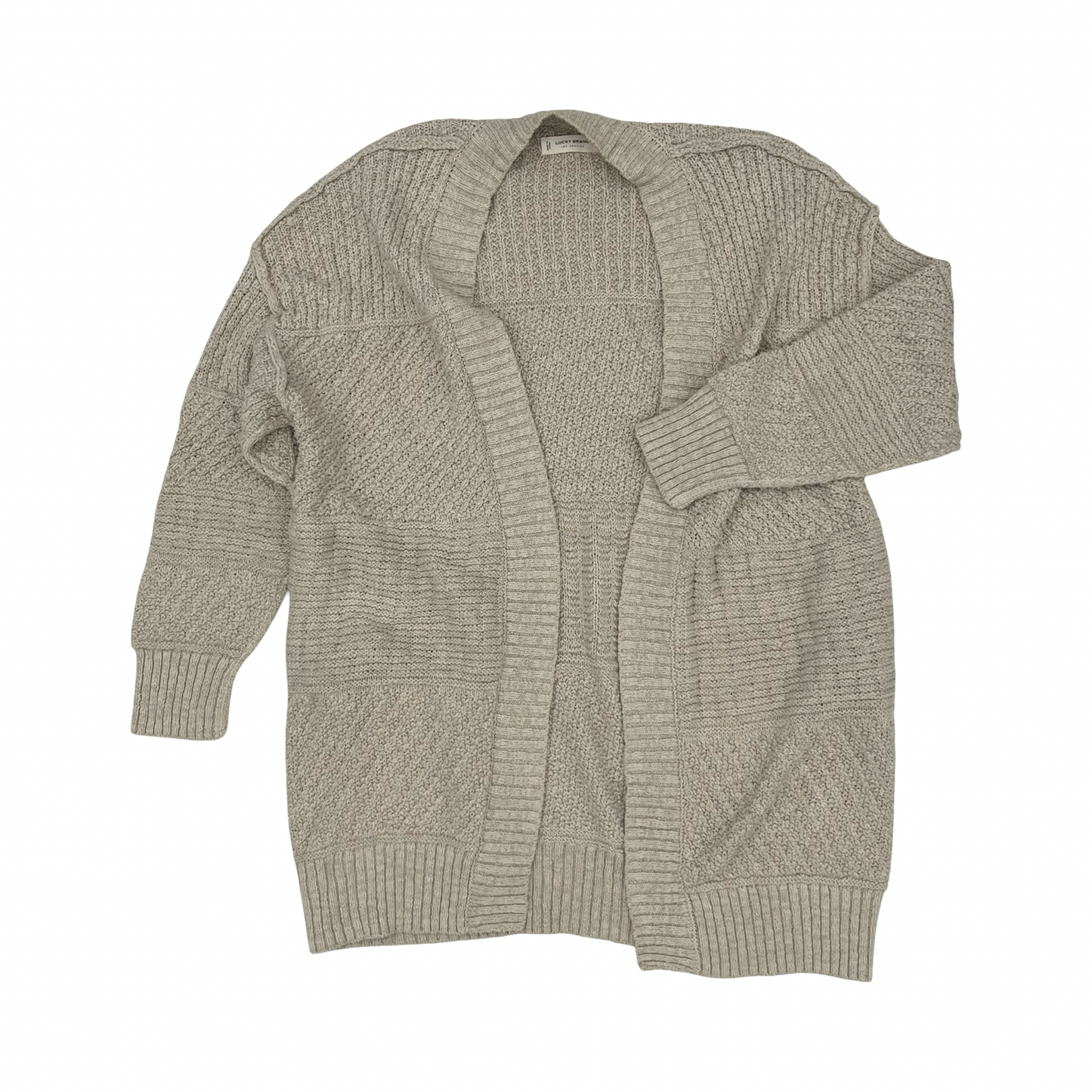 Sweater Cardigan By Lucky Brand In Tan, Size:L