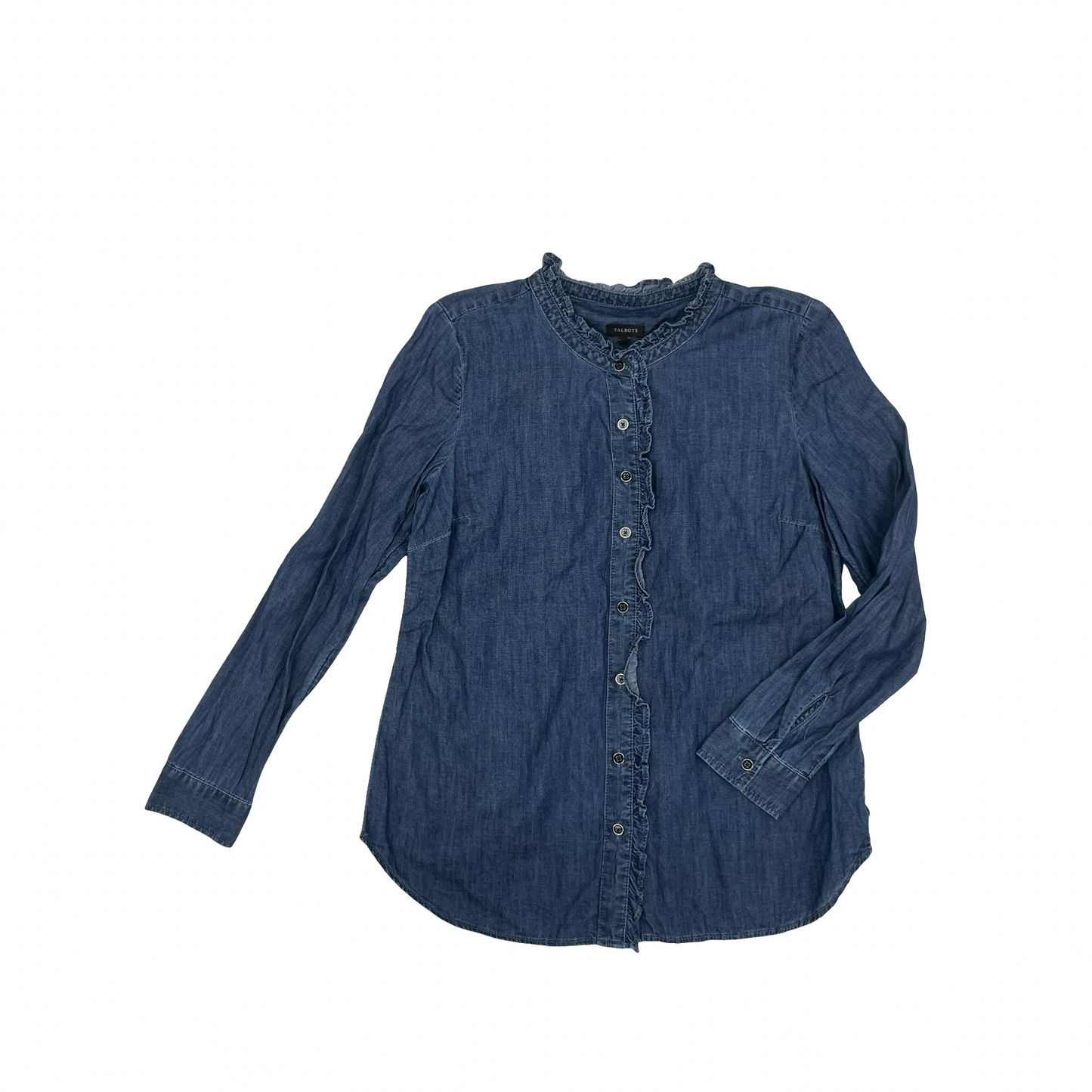 Blouse Ls By Talbots In Blue Denim, Size:M