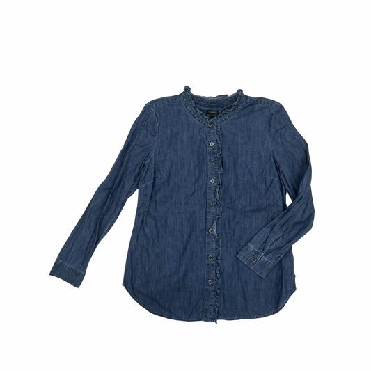 Blouse Ls By Talbots In Blue Denim, Size:M