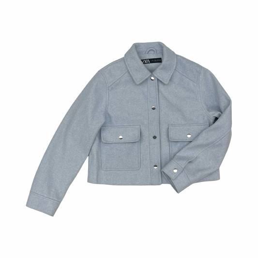 Jacket Shirt By Zara In Blue, Size:M