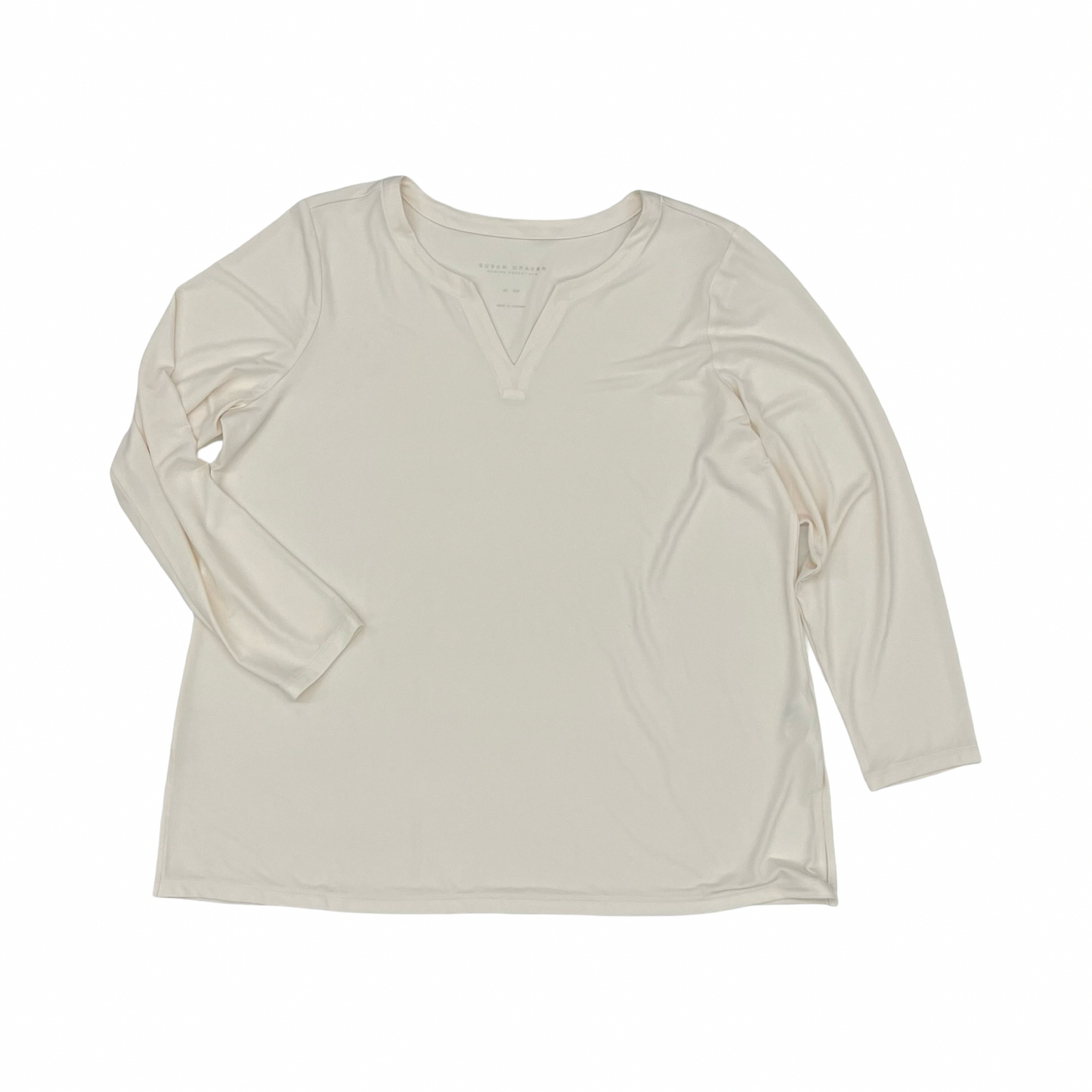 Blouse 3/4 Sleeve By Susan Graver In Cream, Size:Xlp