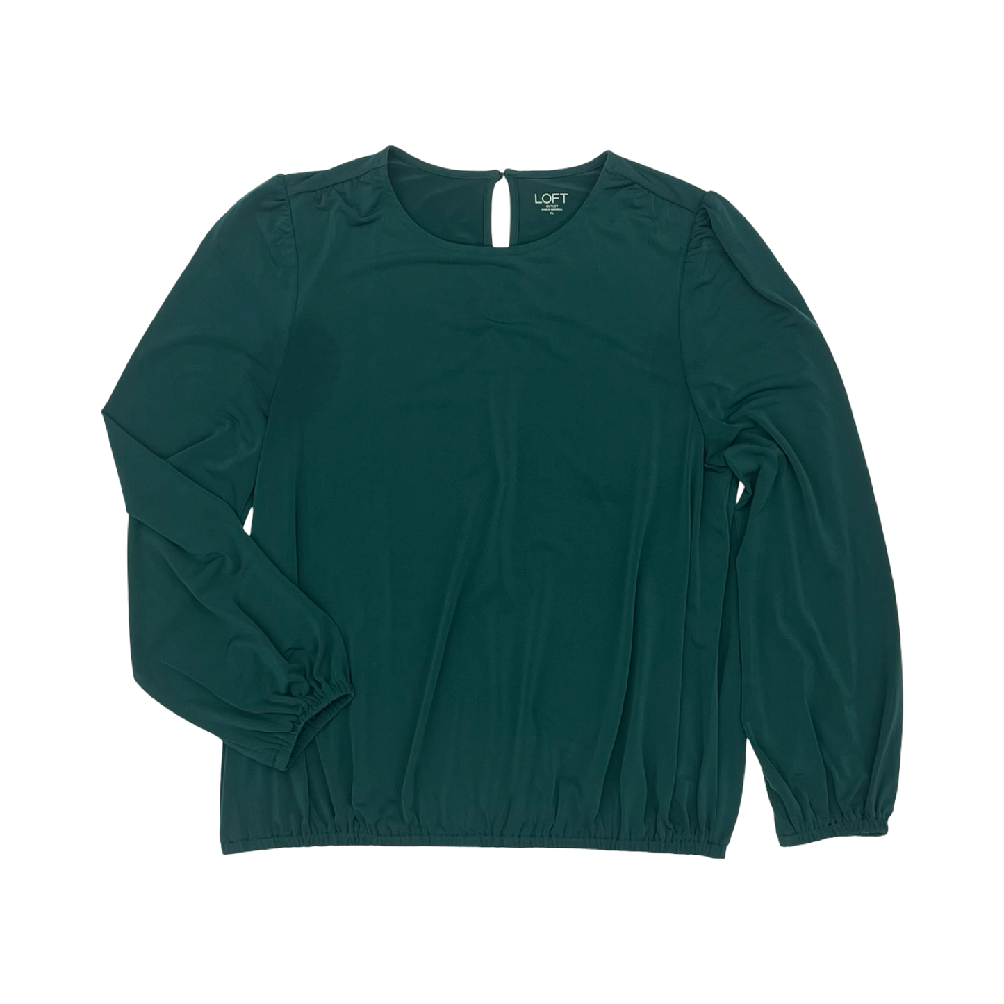 Blouse Ls By Loft In Green, Size:Xl