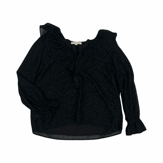 Blouse Ls By Loft In Black, Size:Xl