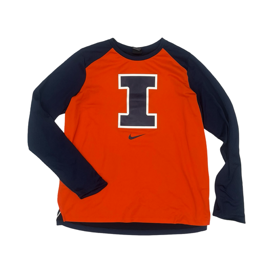 Athletic Top Ls Collar By Nike In Blue & Orange, Size:Xl