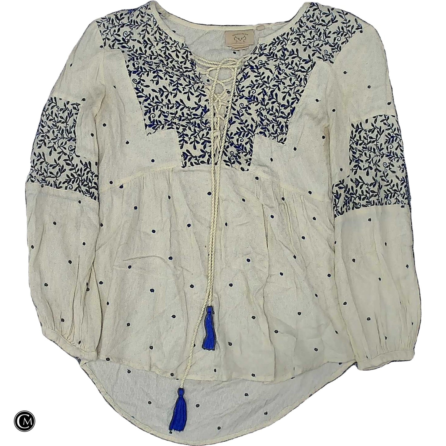 Top Ls By Vanessa Virginia In Blue & Cream, Size: Xs
