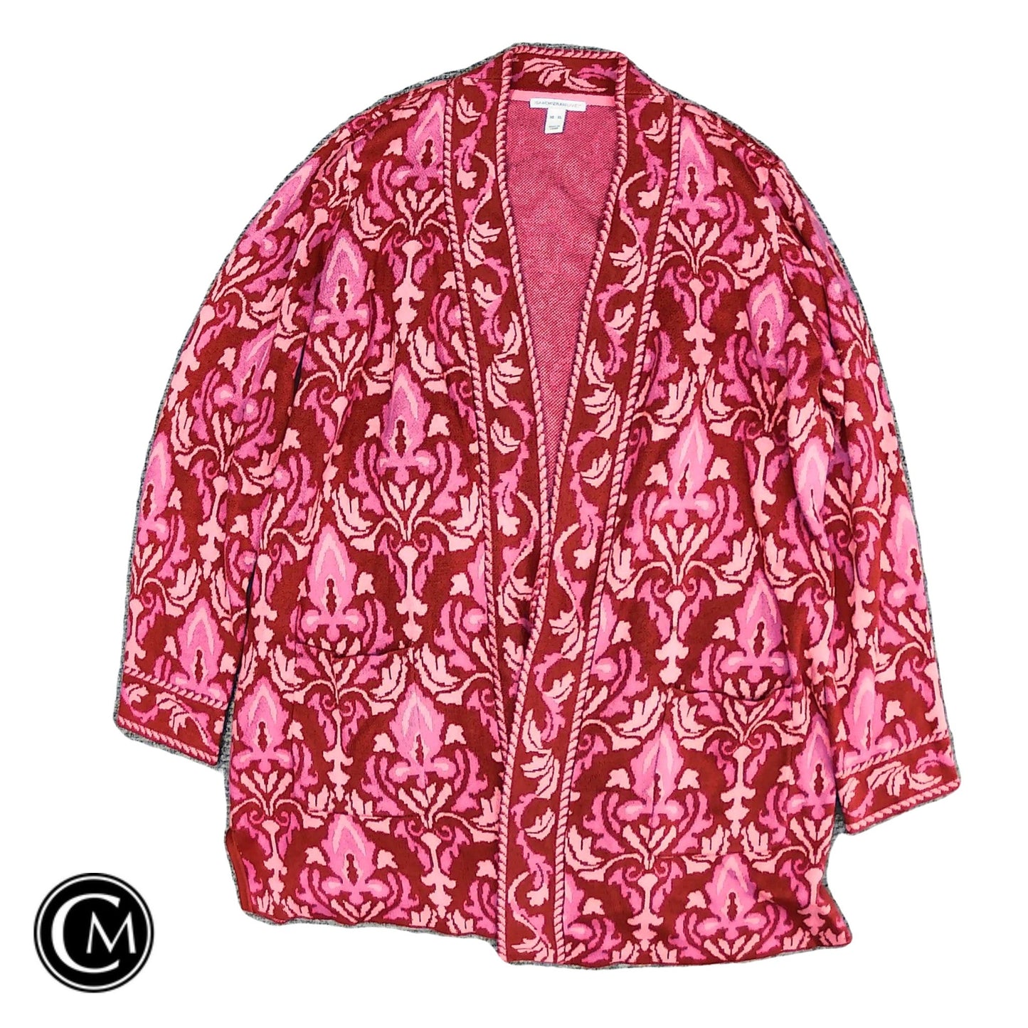 Sweater Cardigan By Isaac Mizrahi Live Qvc In Orange & Pink, Size: Xl