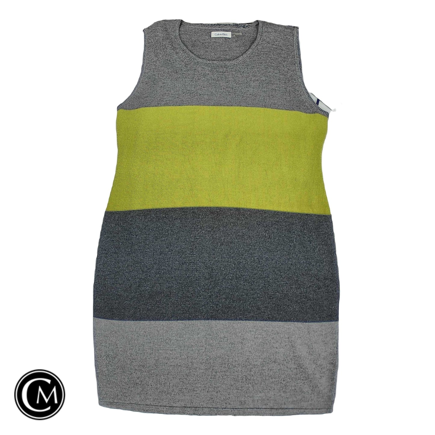 Dress Casual Short By Calvin Klein In Grey & Yellow, Size: Xl image 1