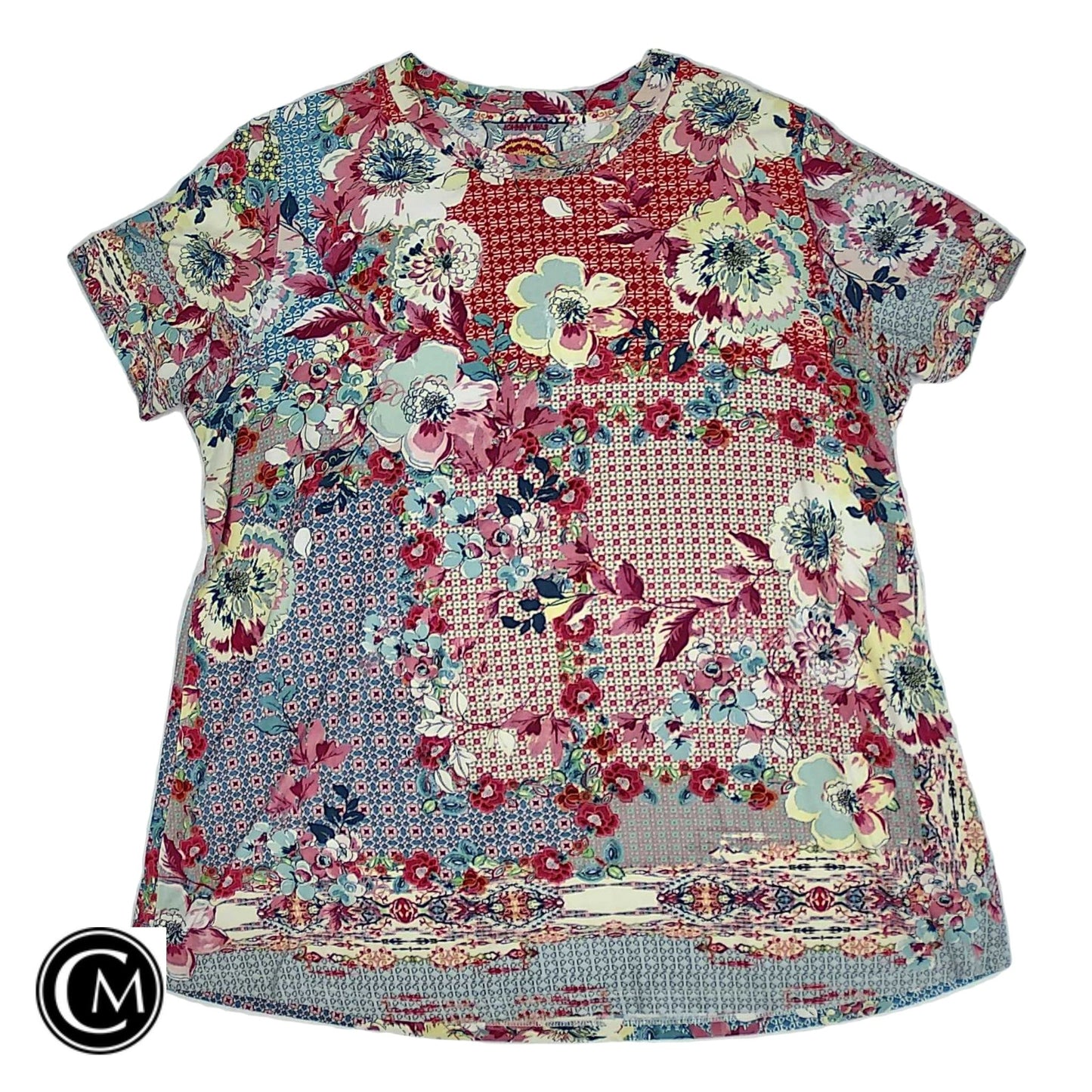 Top Ss Designer By Johnny Was In Floral Print, Size: M