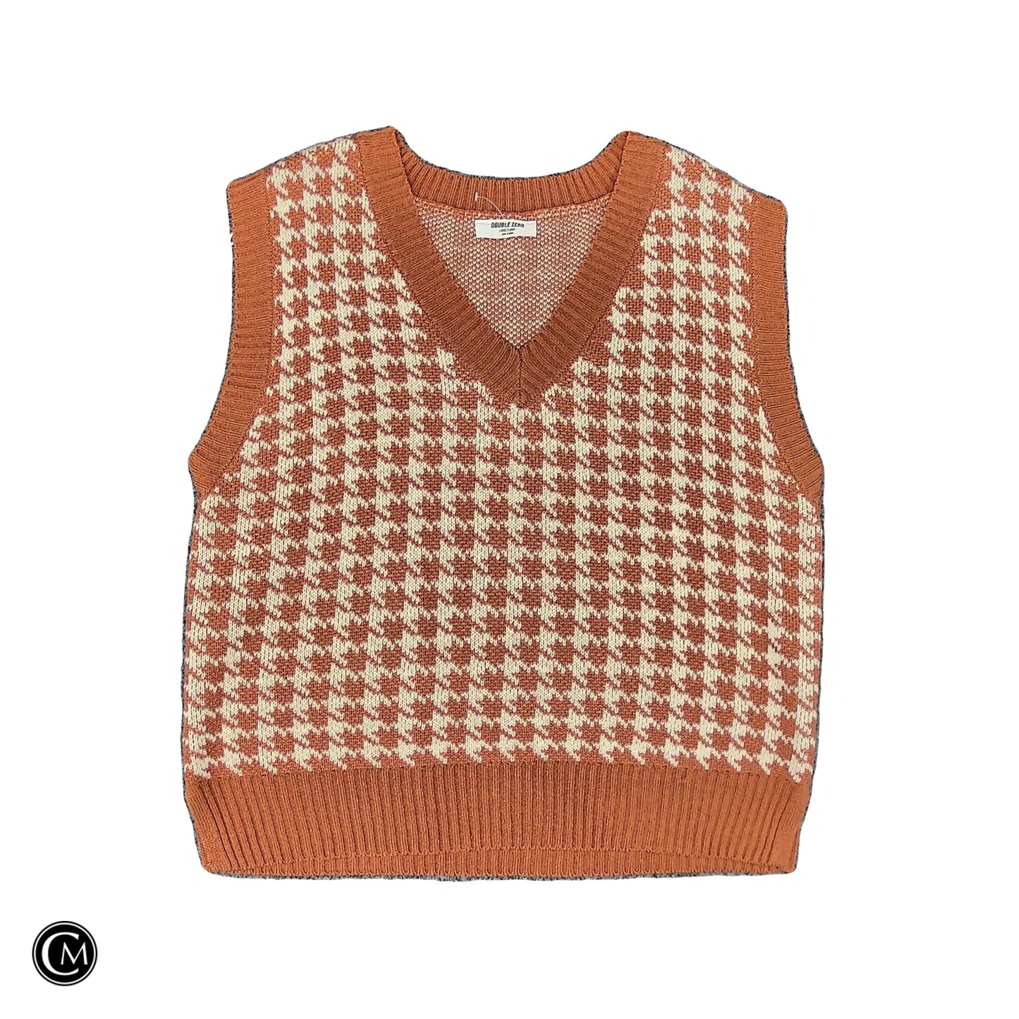 Vest Sweater By Double Zero In Orange & White, Size: L image 1