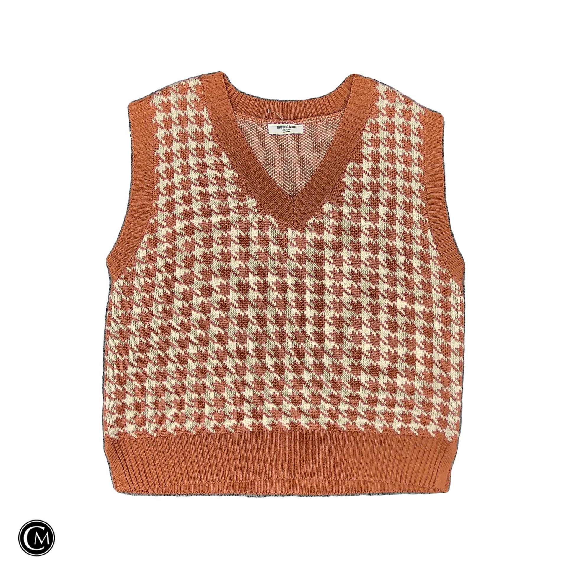 Vest Sweater By Double Zero In Orange & White, Size: L image 1