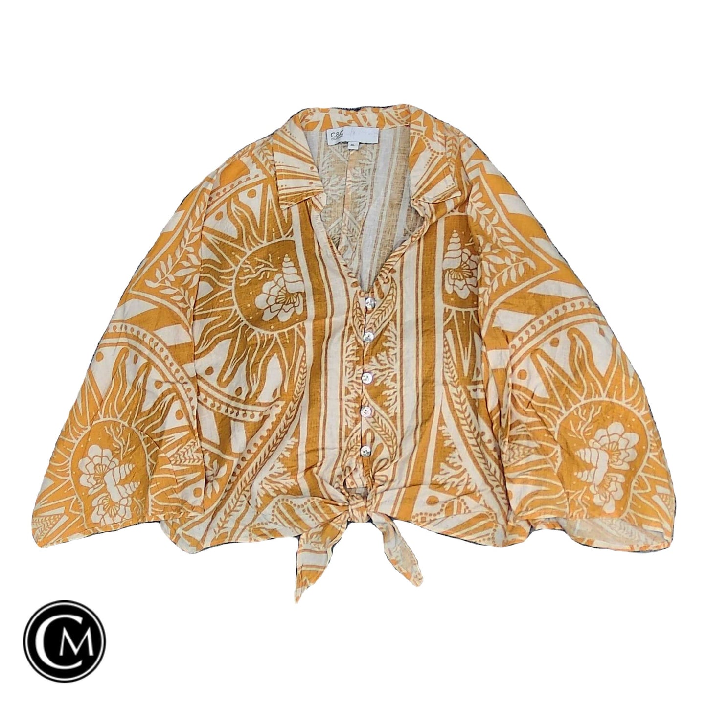 Top 3/4 Sleeve By C And C In Yellow, Size: Xl