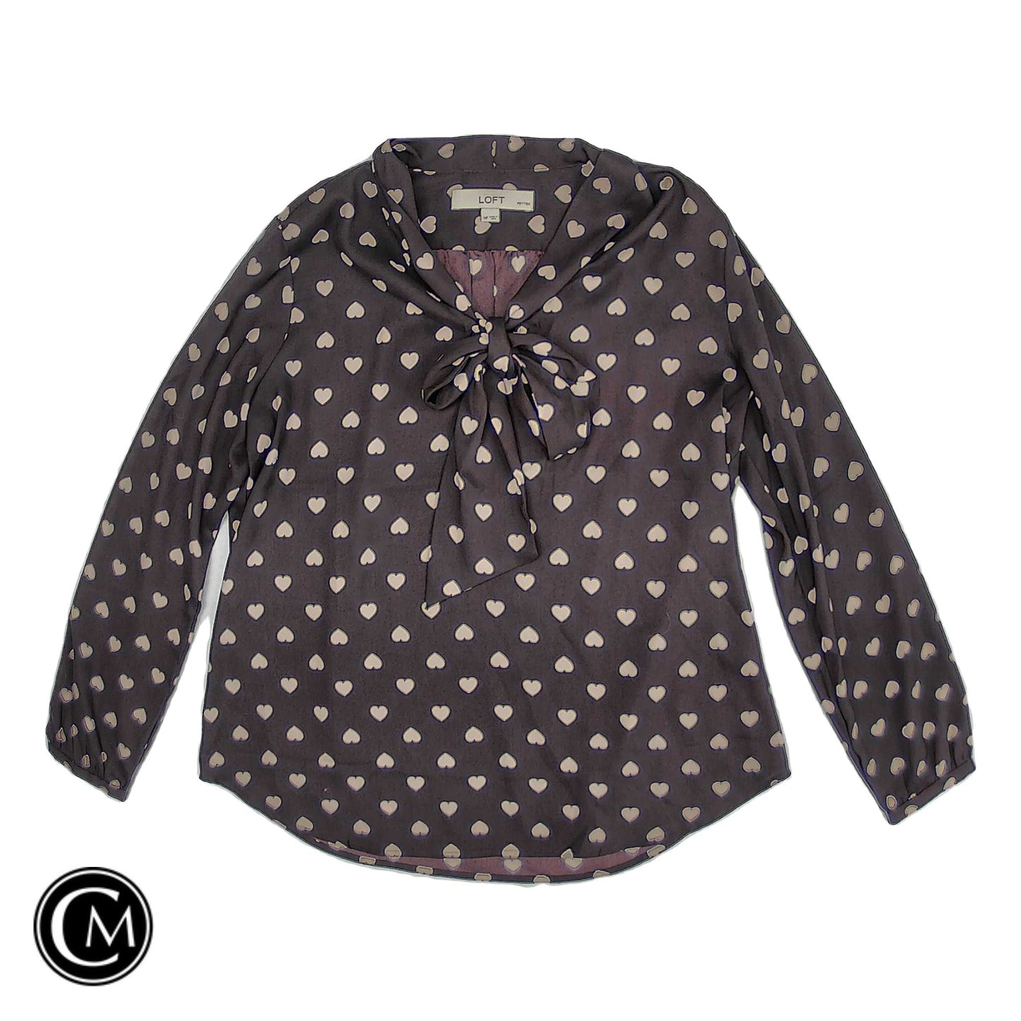 Blouse Ls By Loft In Purple & White, Size: Mp image 1