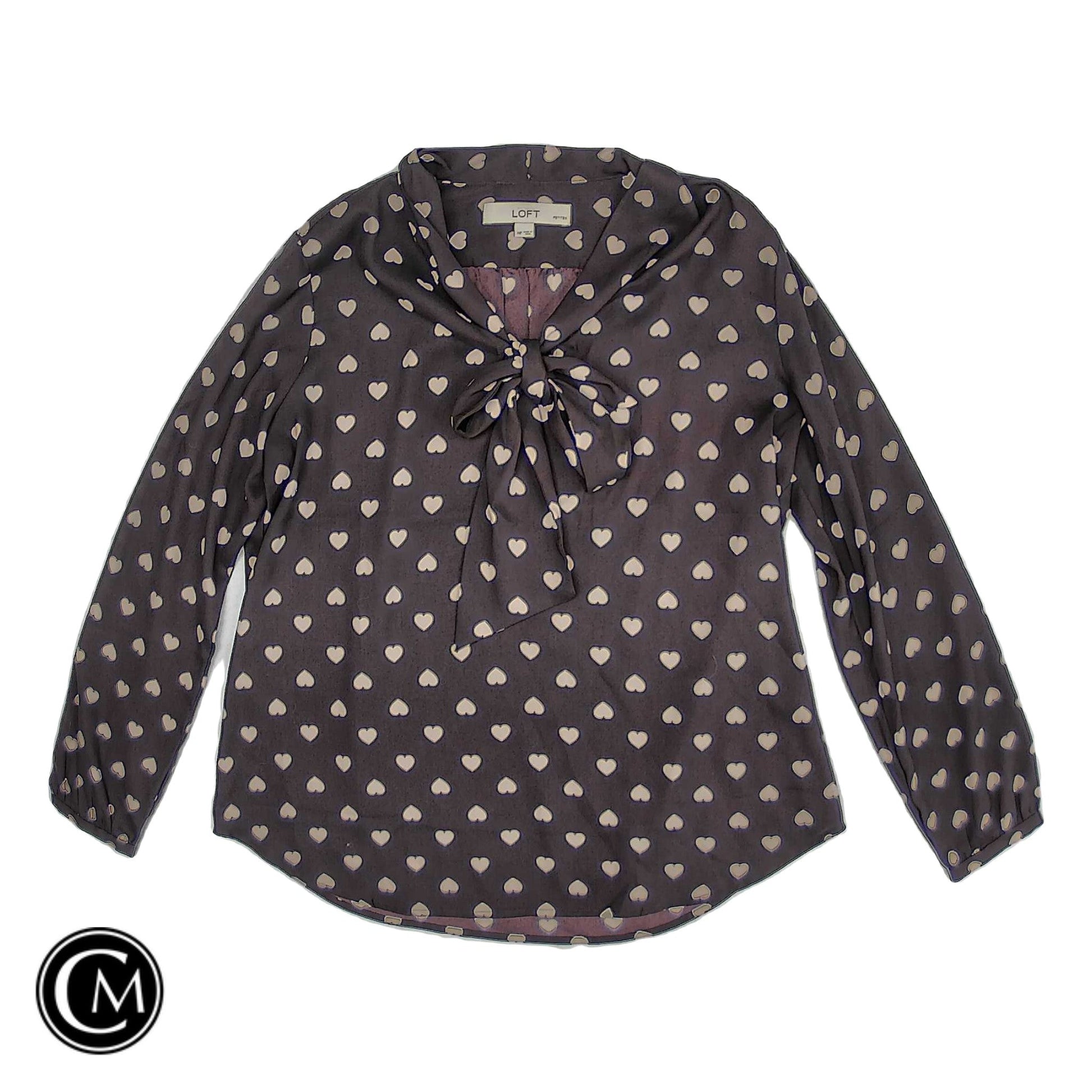 Blouse Ls By Loft In Purple & White, Size: Mp image 1