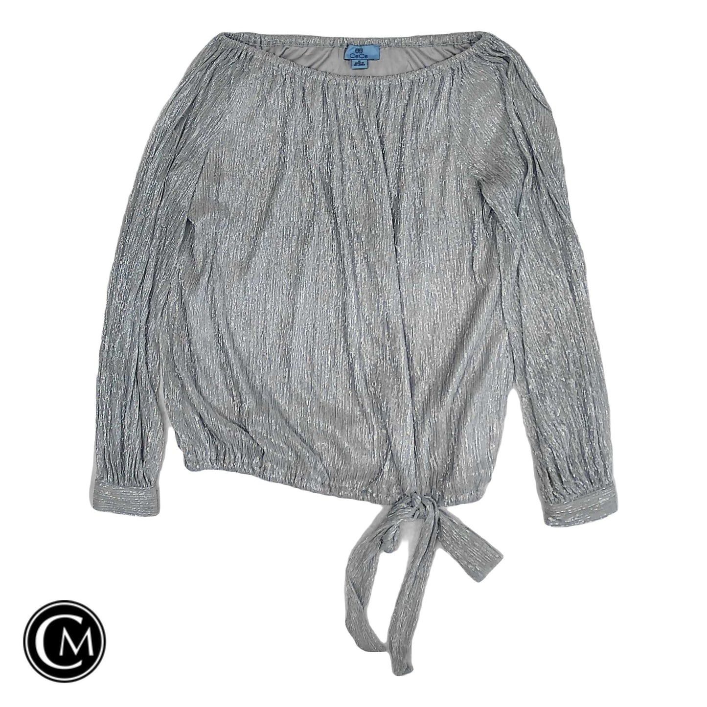 Blouse Ls By Cece In Silver, Size: M