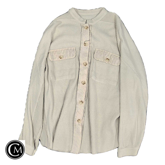 Jacket Shirt By Clothes Mentor In Beige, Size: Xl
