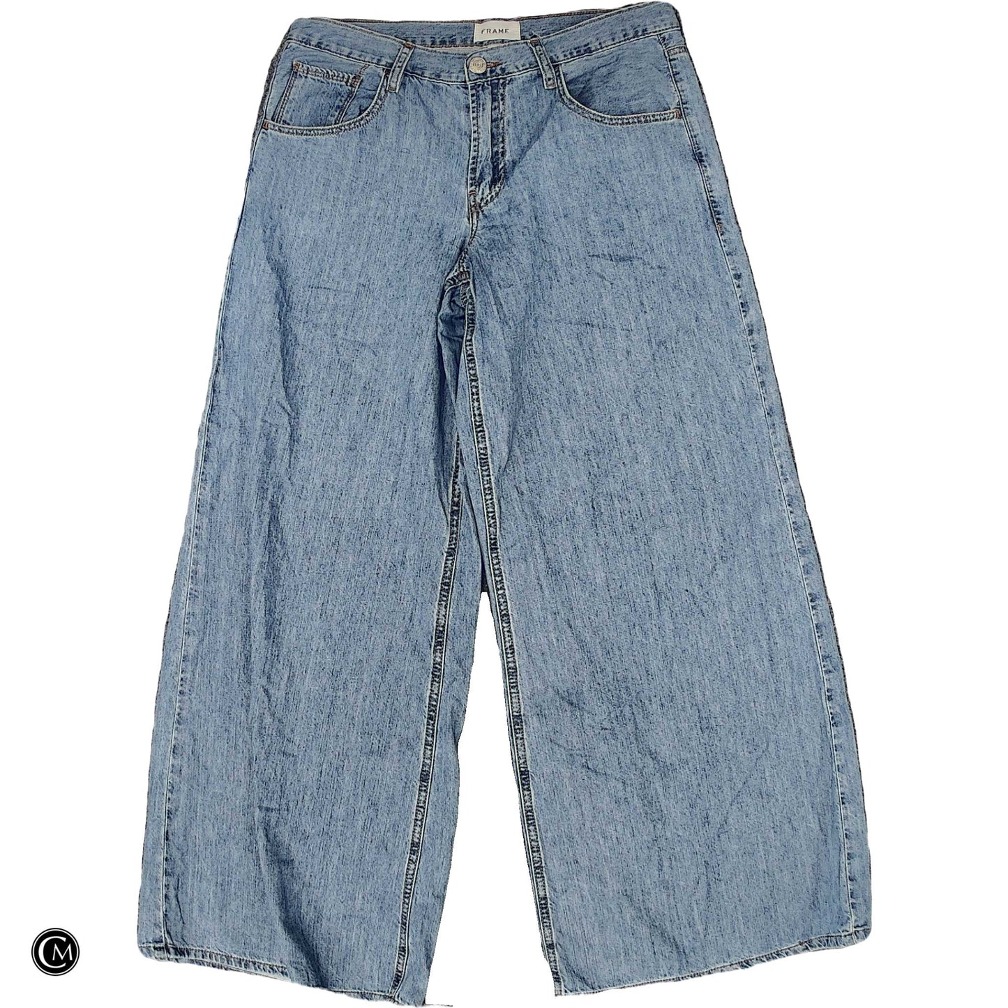 Jeans Wide Leg By Frame In Blue Denim, Size: 6