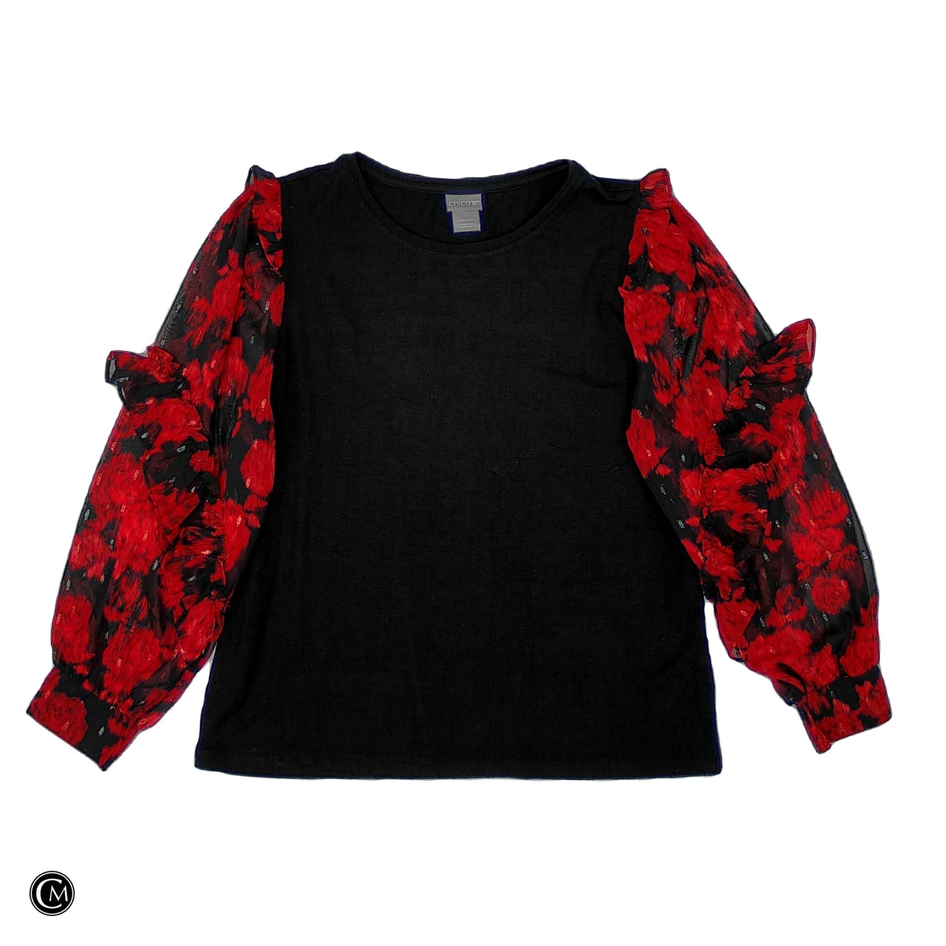Top Ls By Chicos In Black & Red, Size: M image 1