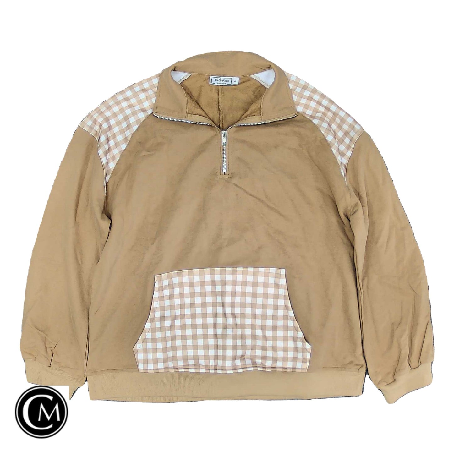 Sweatshirt Collar By Clothes Mentor In Tan, Size: L