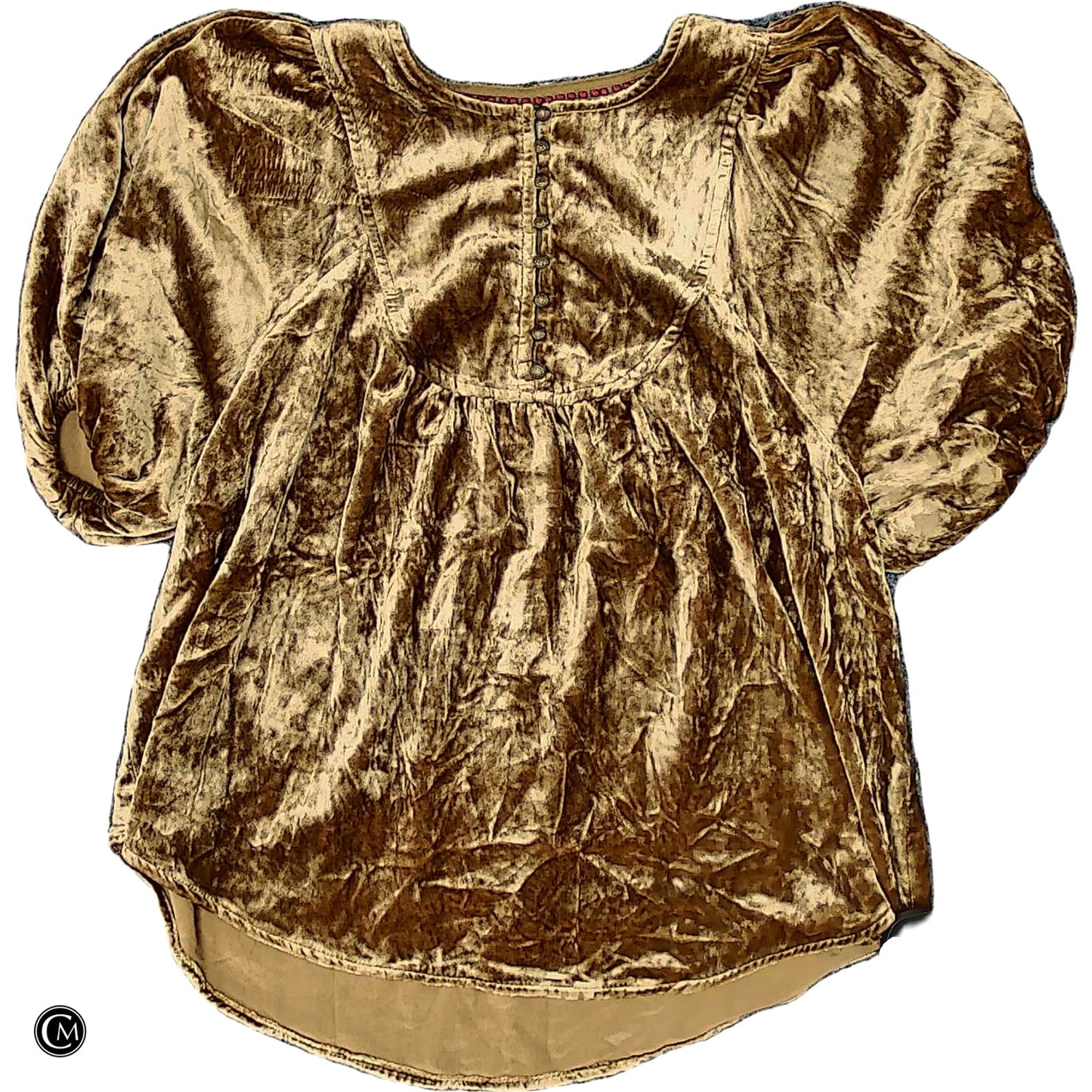 Top Short Sleeve By Anthropologie In Gold, Size: Xxs