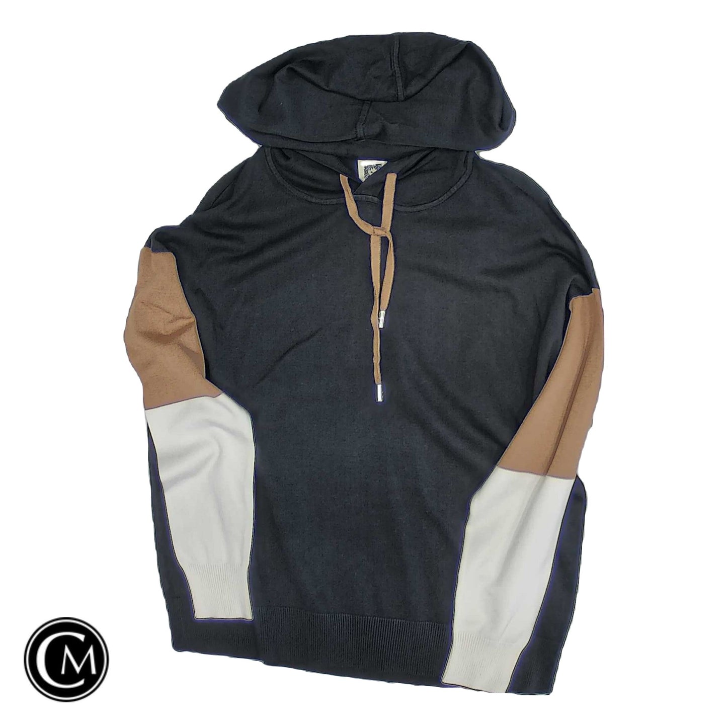 Sweatshirt Hoodie By Anne Klein In Black & Tan, Size: M