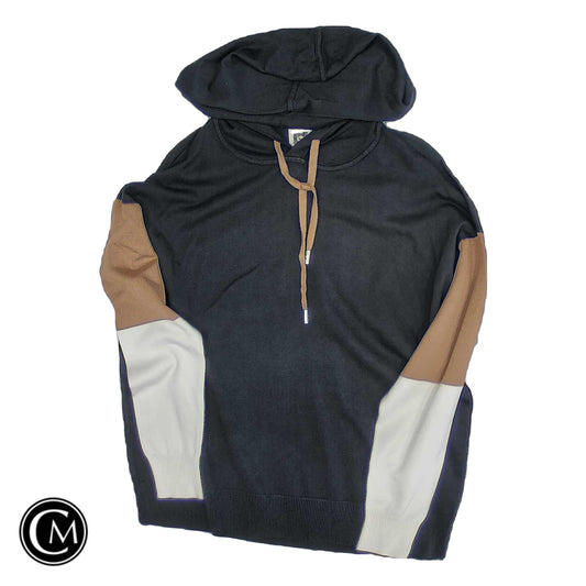 Sweatshirt Hoodie By Anne Klein In Black & Tan, Size: M